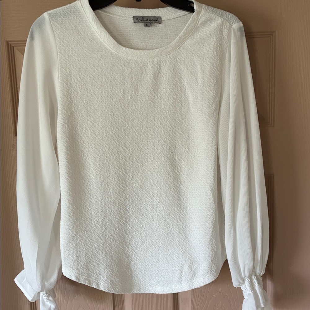 Wishlist Ivory Textured Long-Sleeve Blouse